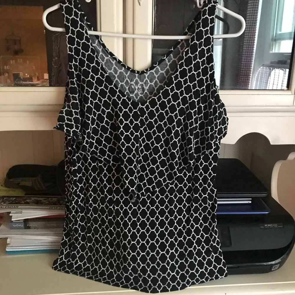 Black + White Patterned Tank Top